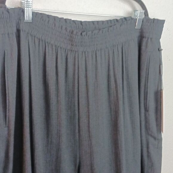 Calvin Klein Womens Black High Waist Wide Leg Pants Pockets sz 1X - Picture 4 of 13